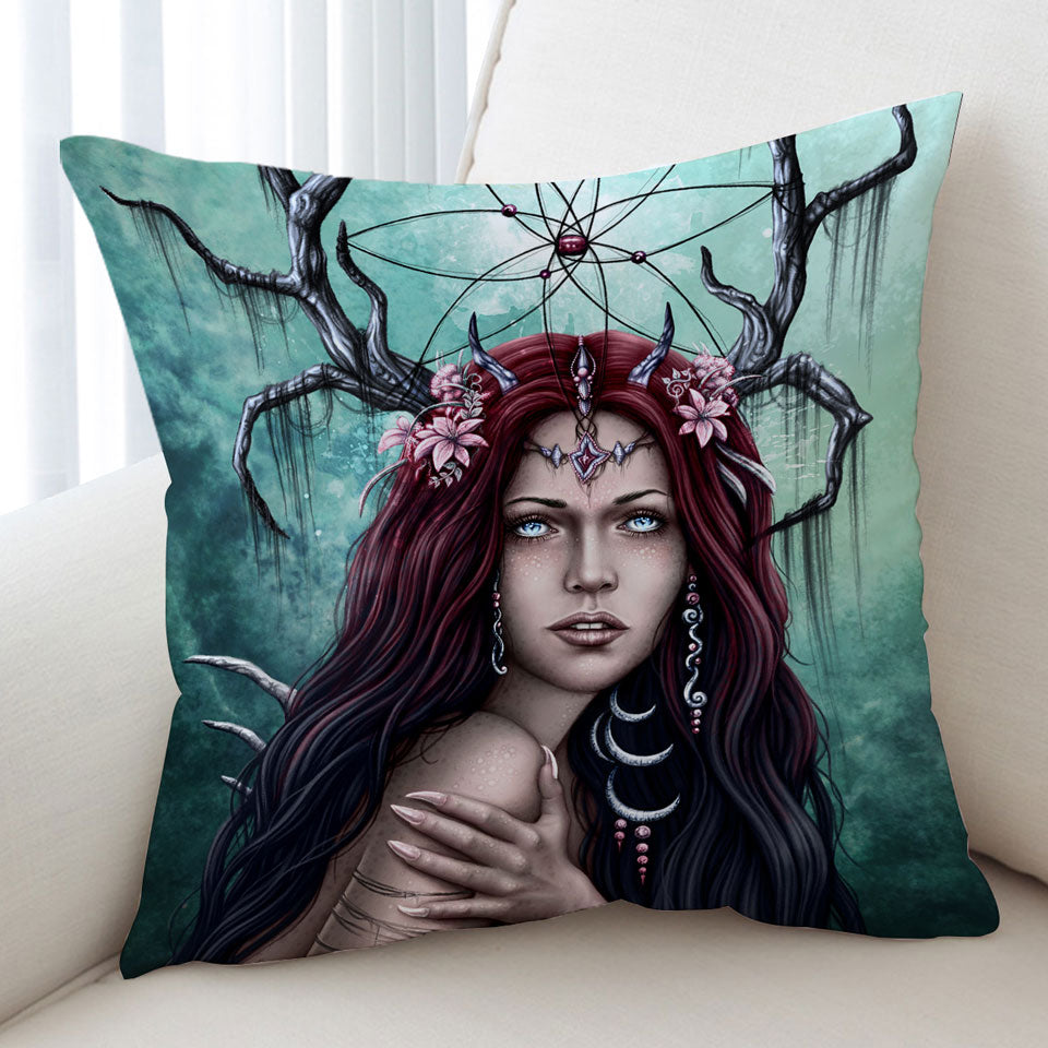 Gothic Cushion Art Scary Devil Woman the Dreamcatcher