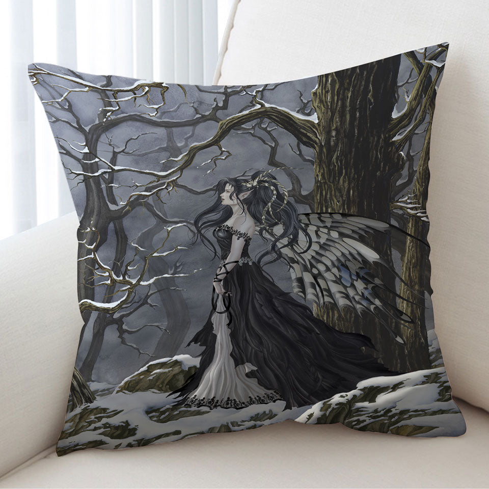 Gothic Cushion Covers Hope Fantasy Artwork of the Winter Forest Fairy