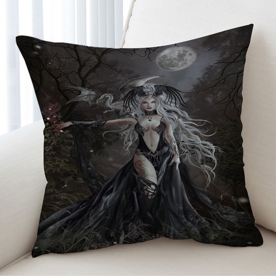 Gothic Cushion Fantasy Art My Queen of Havoc and Dragon