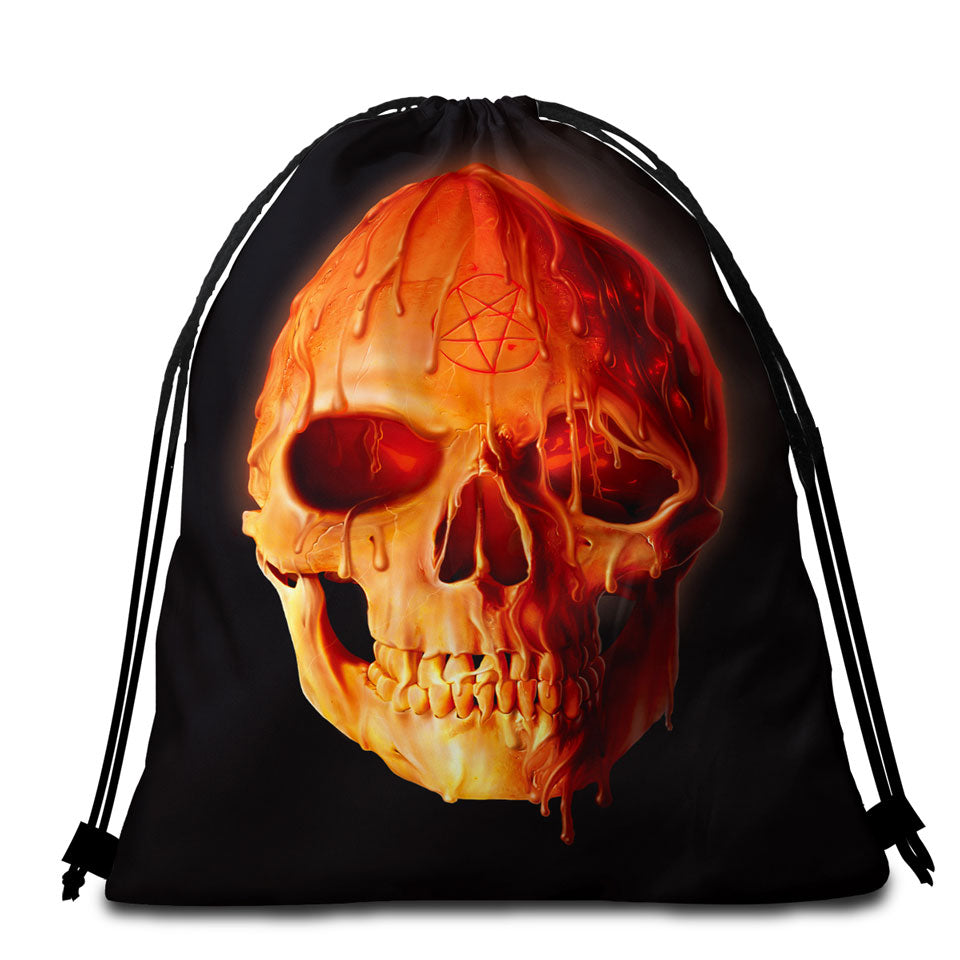 Gothic Dark Art Wax Skull Beach Bags and Towels