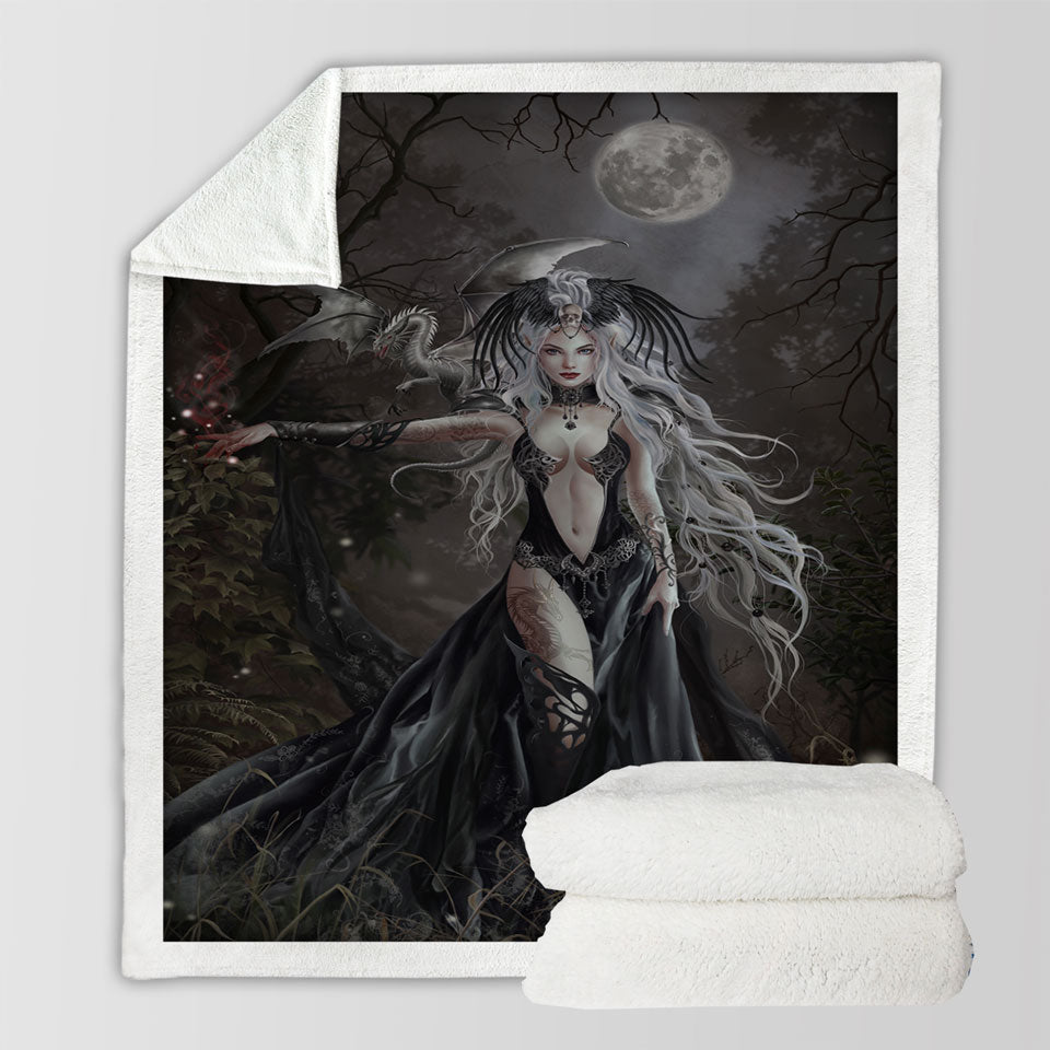 products/Gothic-Sherpa-Blanket-with-Fantasy-Art-My-Queen-of-Havoc-and-Dragon