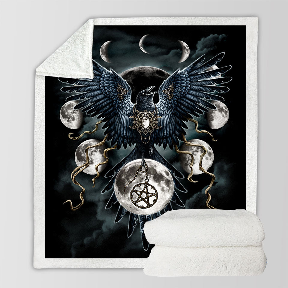 products/Gothic-Sofa-Blankets-with-Art-Sinister-Wings-Moon-Night-Crow