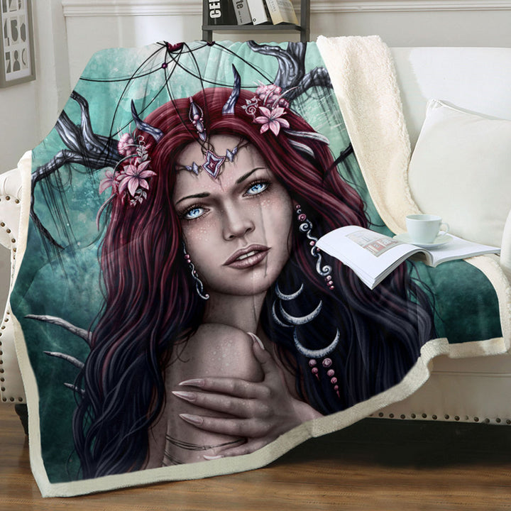 products/Gothic-Throw-Blanket-with-Art-Scary-Devil-Woman-the-Dreamcatcher