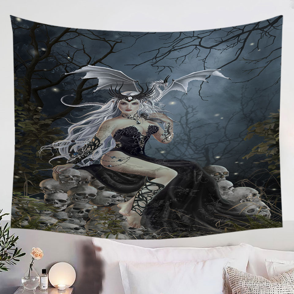 Gothic-Wall-Decor-Fantasy-Art-the-Mad-Queen-Dragon-and-Skulls