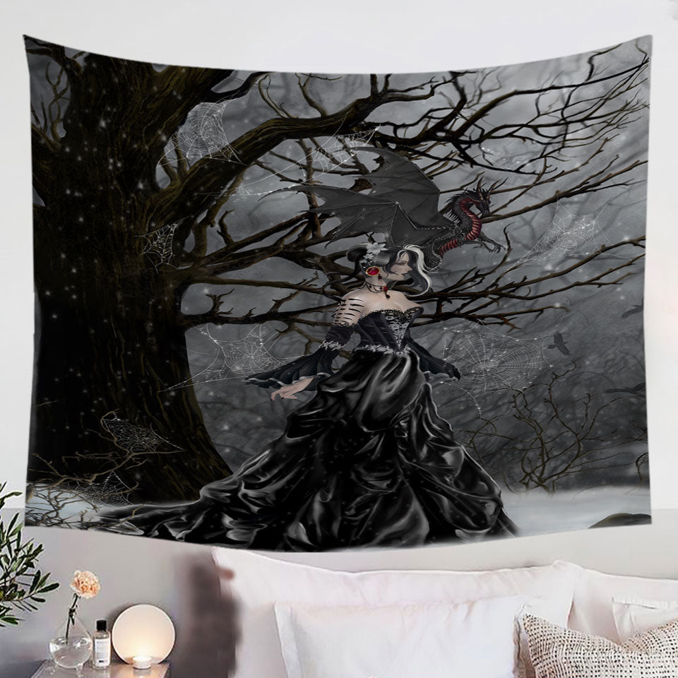 Gothic-Wall-Decor-Tapestries-Fantasy-Art-Dragon-and-Queen-of-Shadows