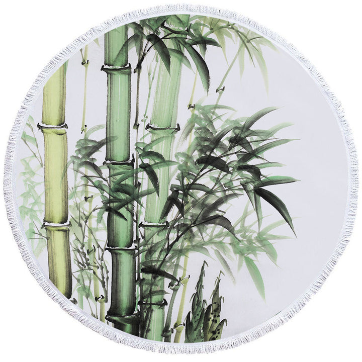 Green Bamboo Round Beach Towel