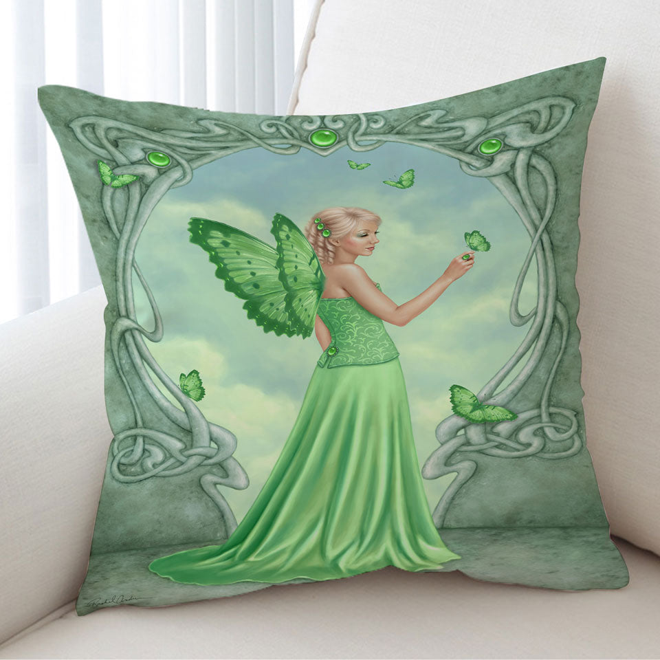 Green Kids Cushions Peridot Butterfly Girl