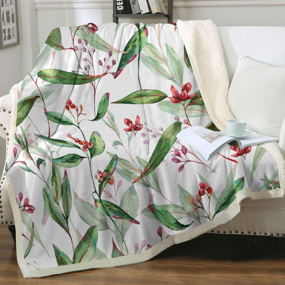 Green Leaves and Berries Decorative Throws