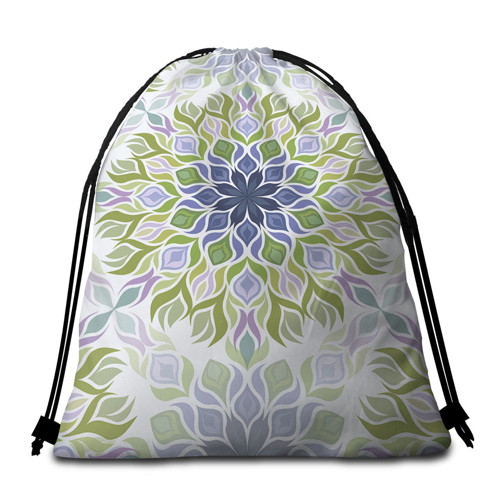 Green Purple Beach Towels Bags Relaxing Abstract