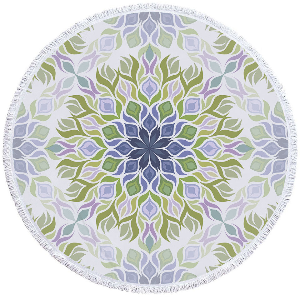 Green Purple Round Towels Relaxing Abstract