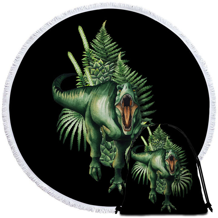 Green Scary Dinosaur Beach Towels