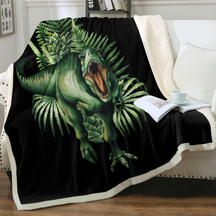 Green Scary Dinosaur Throw Blanket
