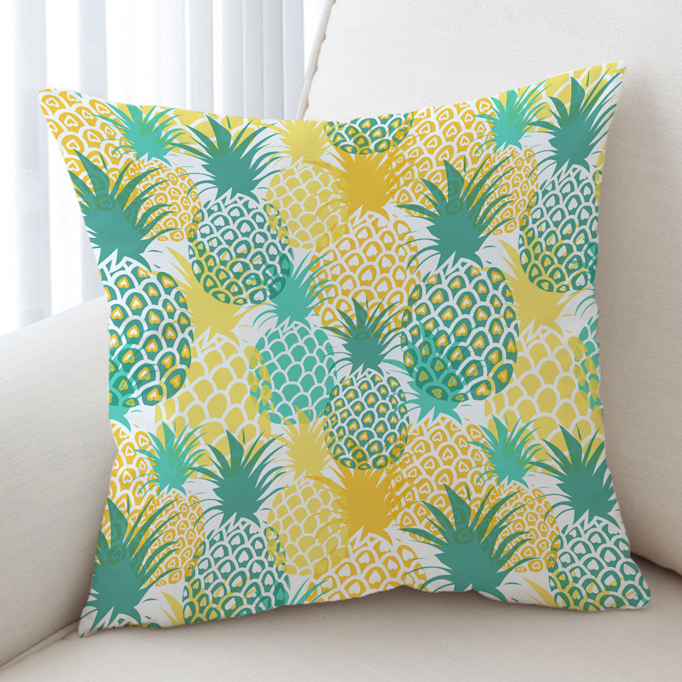Green and Yellow Pineapples Cushion Cover