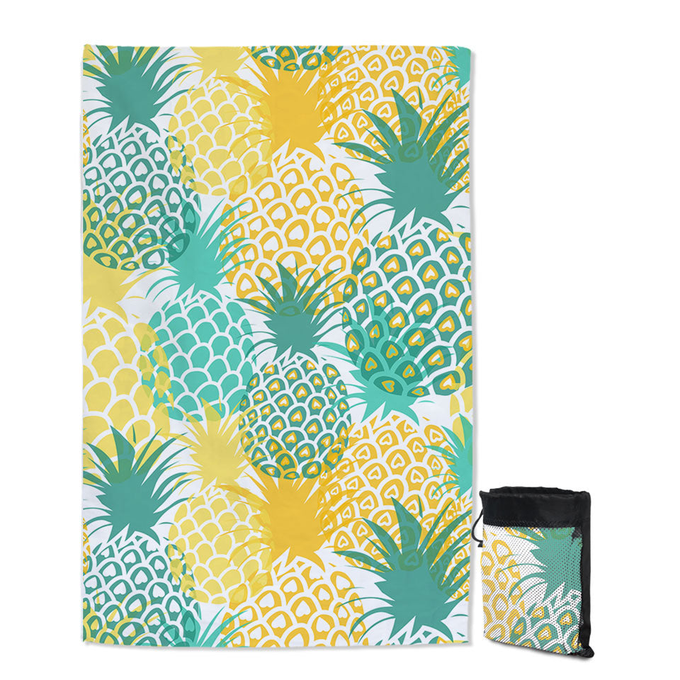 Green and Yellow Pineapples Quick Dry Beach Towel