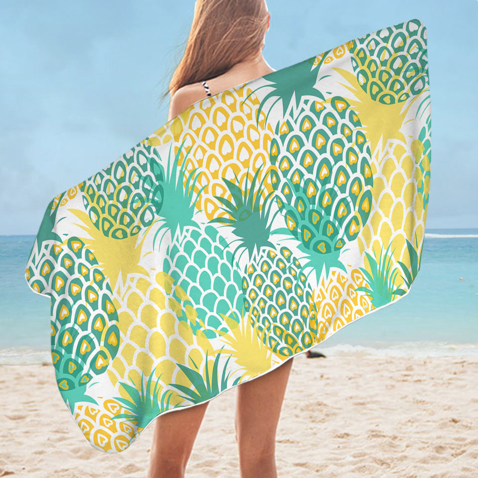 Green and Yellow Pineapples Swims Towel