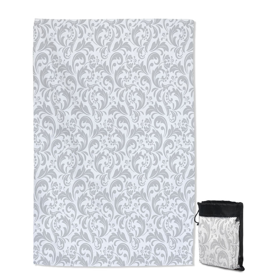 Grey Pattern Beautiful Beach Towels of Royal Floral