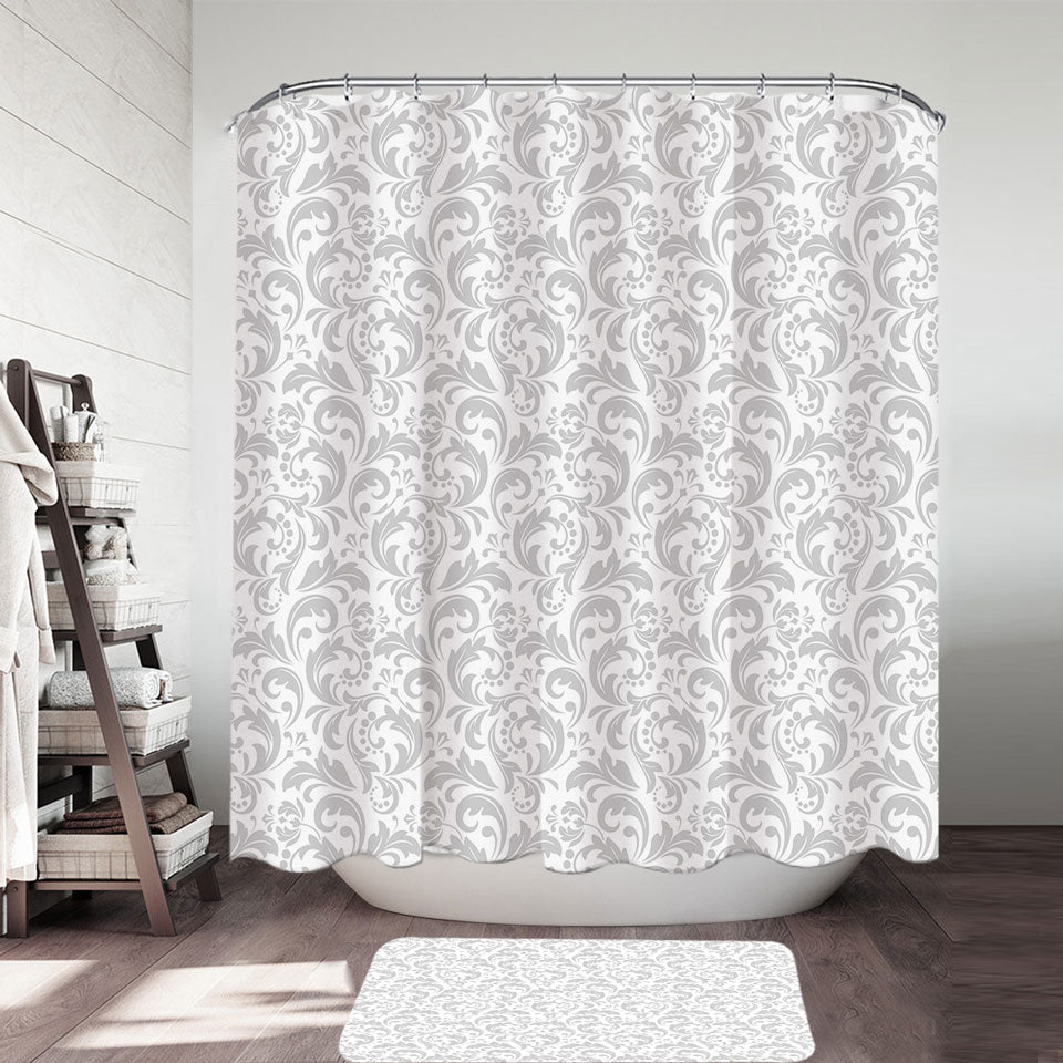 Grey Pattern Shower Curtains of Royal Floral
