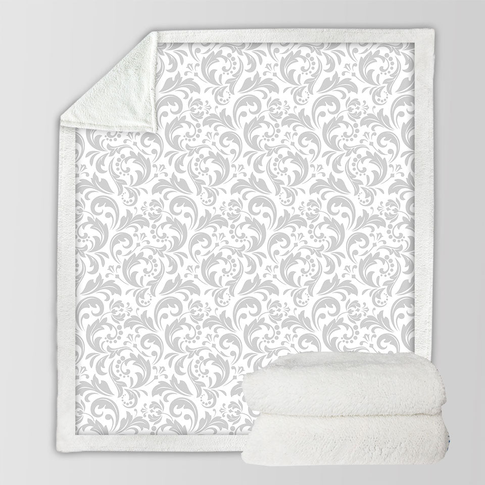 Grey Pattern Sofa Blankets of Royal Floral