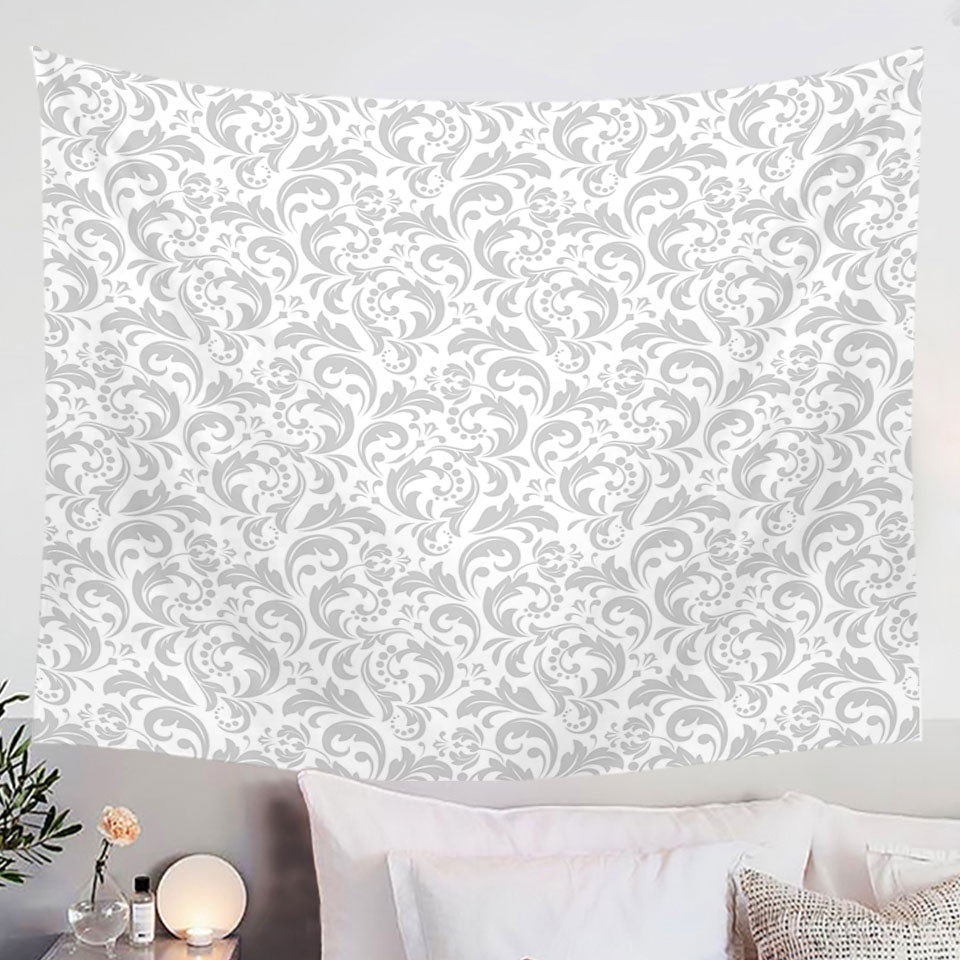 Grey Pattern of Royal Floral Tapestry Wall Hanging