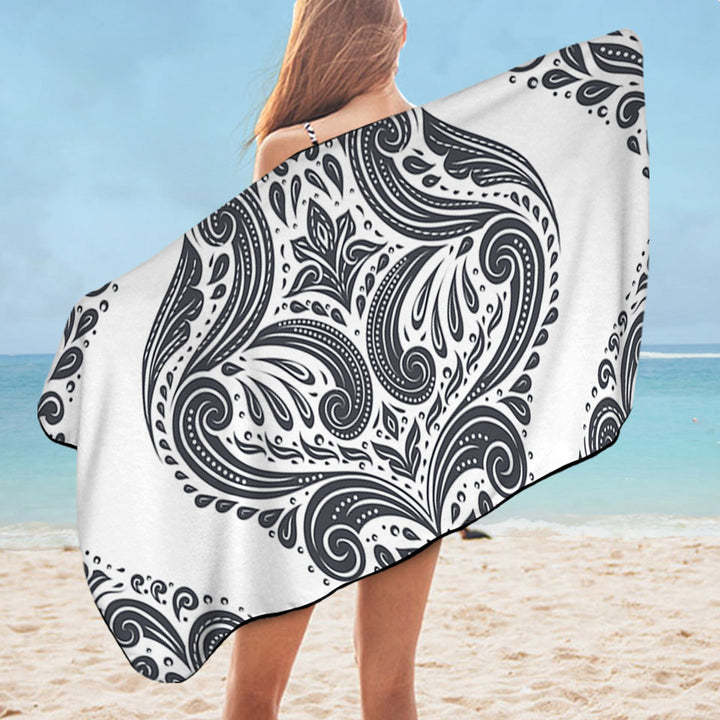 Grey Royal Floral Womens Beach Towel