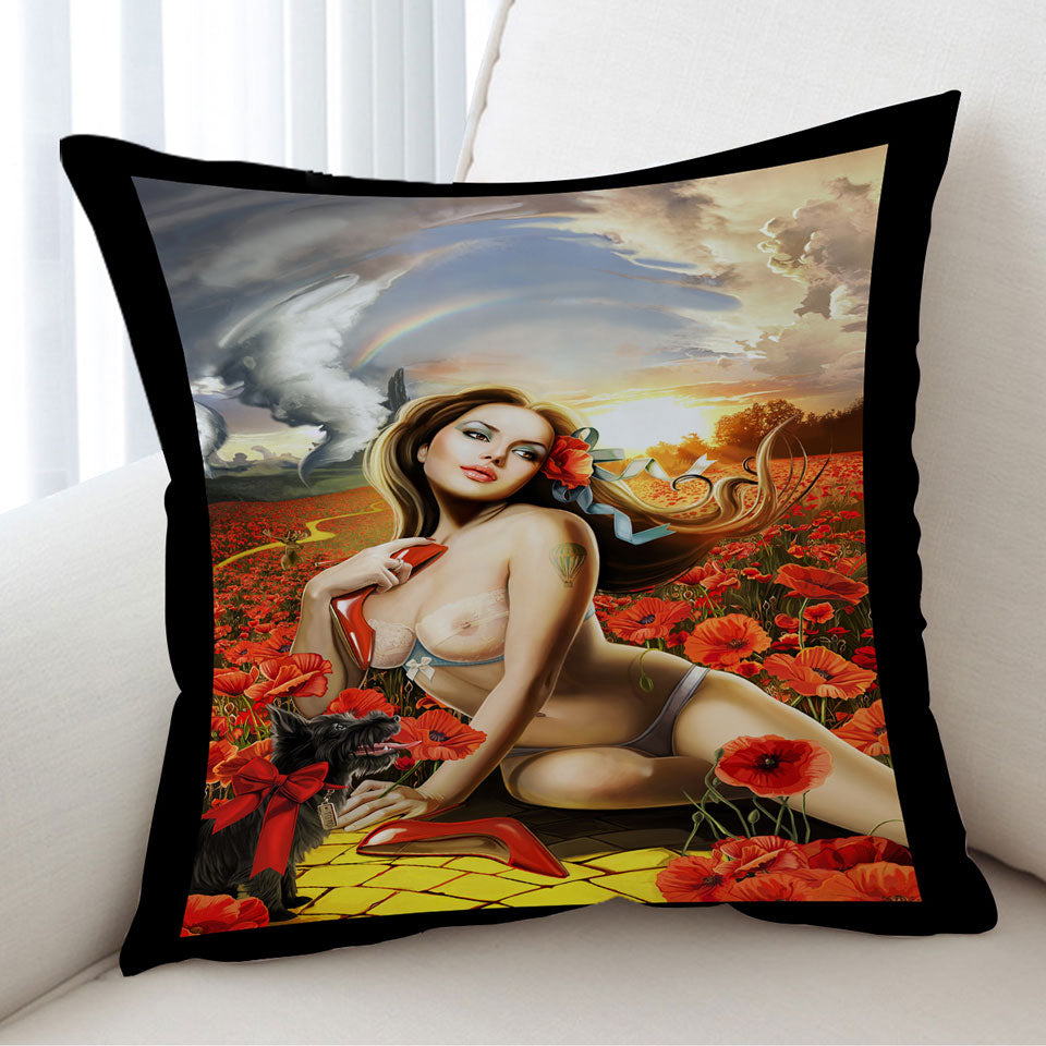 Guys Cushion Covers Sexy Art Stunning Woman Goddess of Poppies