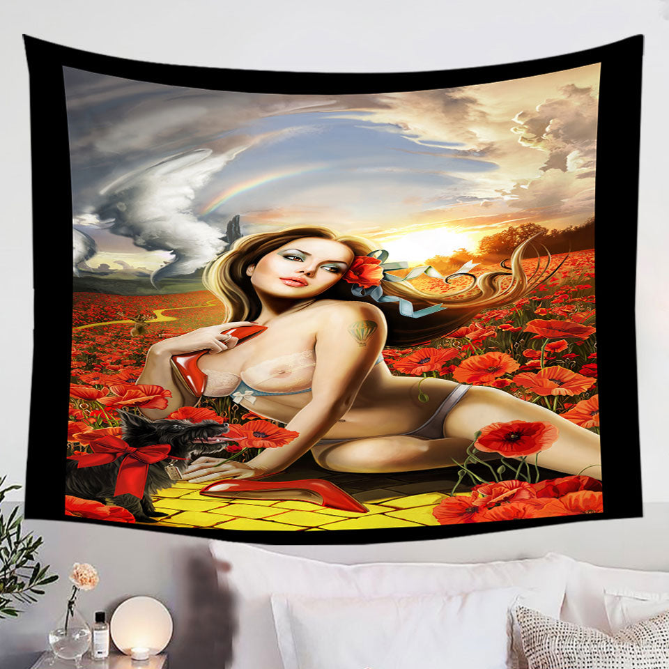 Guys-Tapestries-Sexy-Art-Stunning-Woman-Goddess-of-Poppies