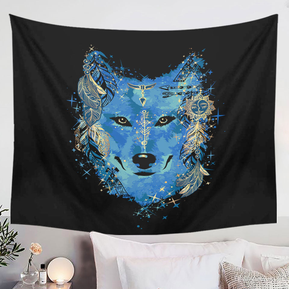 Guys' Wall Decor Native American Blue Wolf