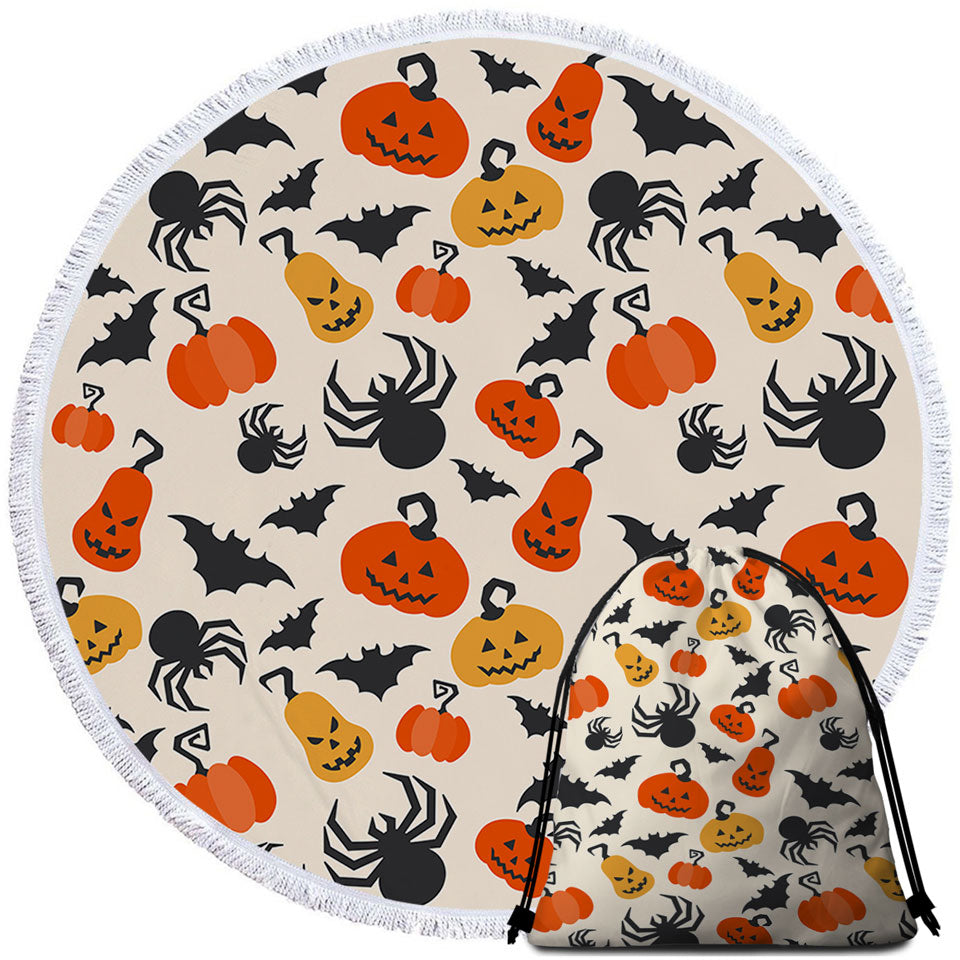 Halloween Beach Towels Scary Pumpkins Bats and Spiders