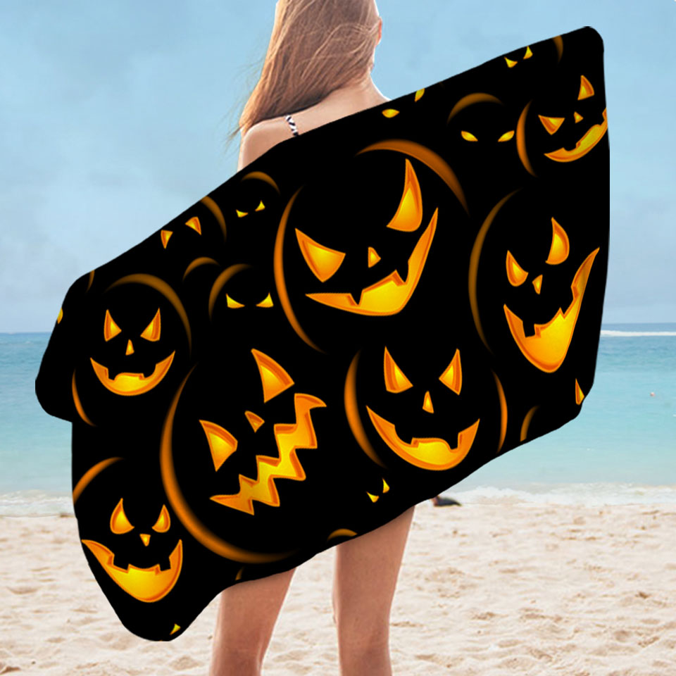 Halloween Beach Towels Scary Pumpkins