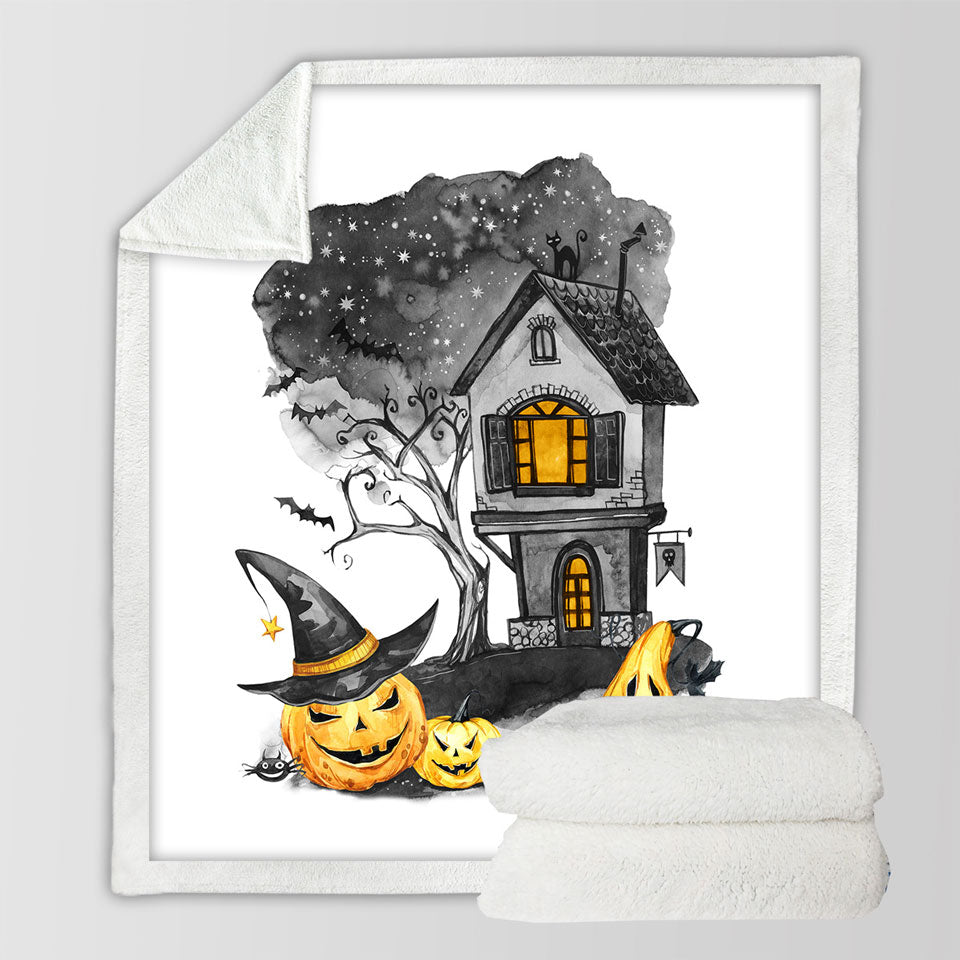 Halloween Blankets Haunted House