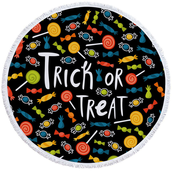 Halloween Circle Beach Towel Trick or Treat Candies