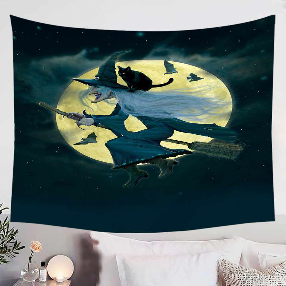 Halloween-Cool-Moonlight-Cat-and-Witch-Tapestry