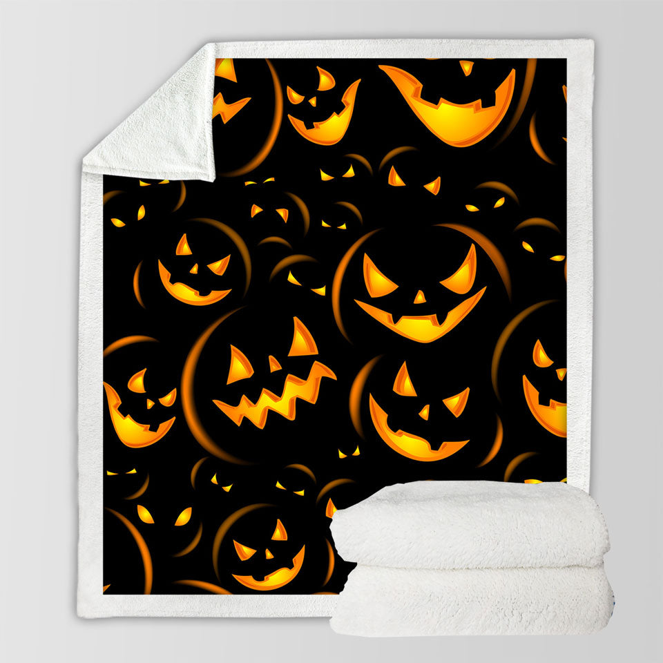 Halloween Decorative Throws Scary Pumpkins