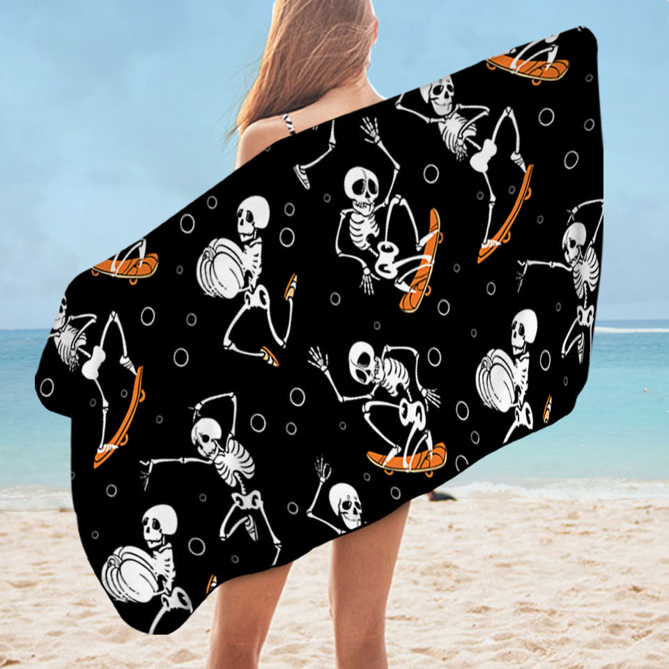 Halloween Pool Towels Funny Skeletons