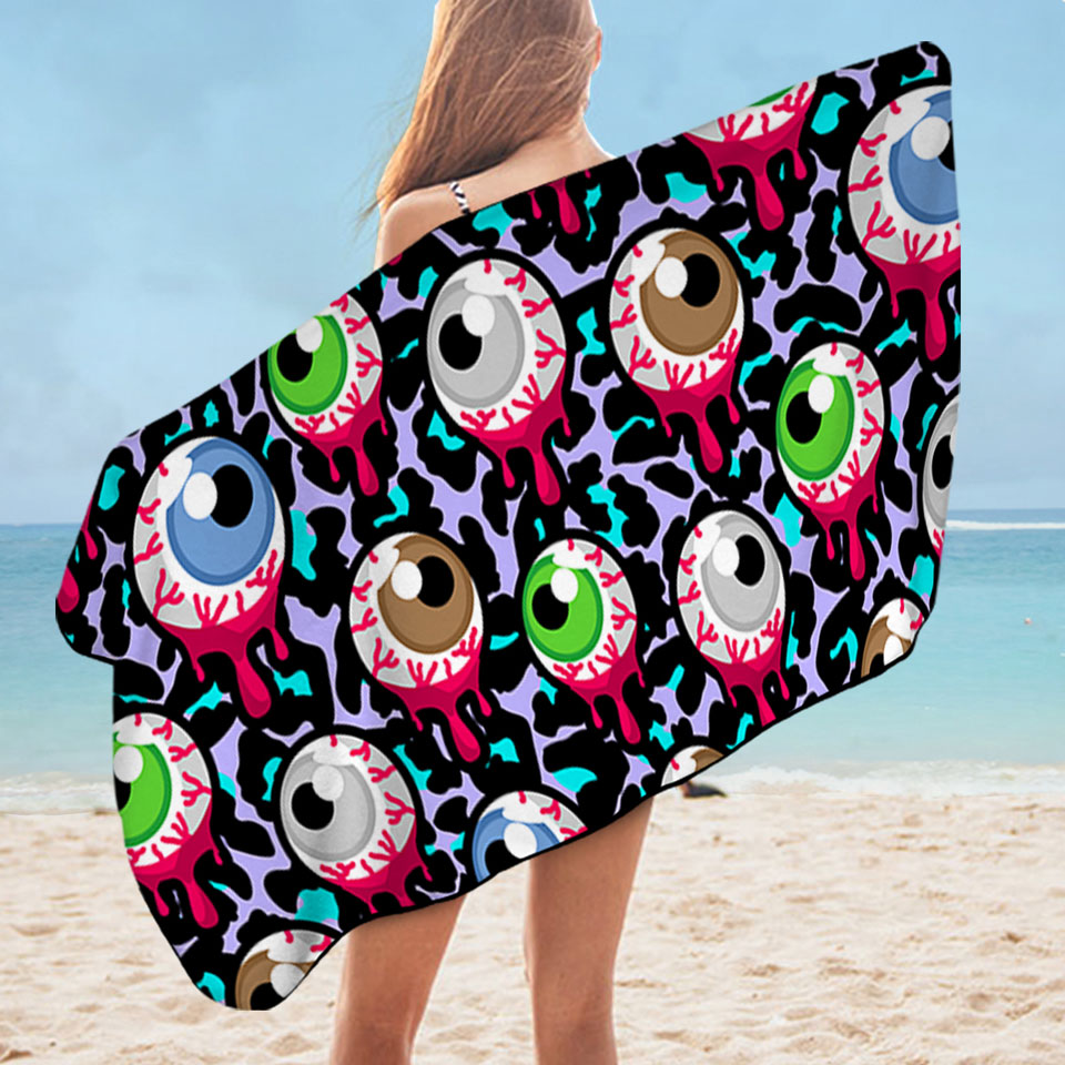 Halloween Scary Boys Beach Towels Eyeballs
