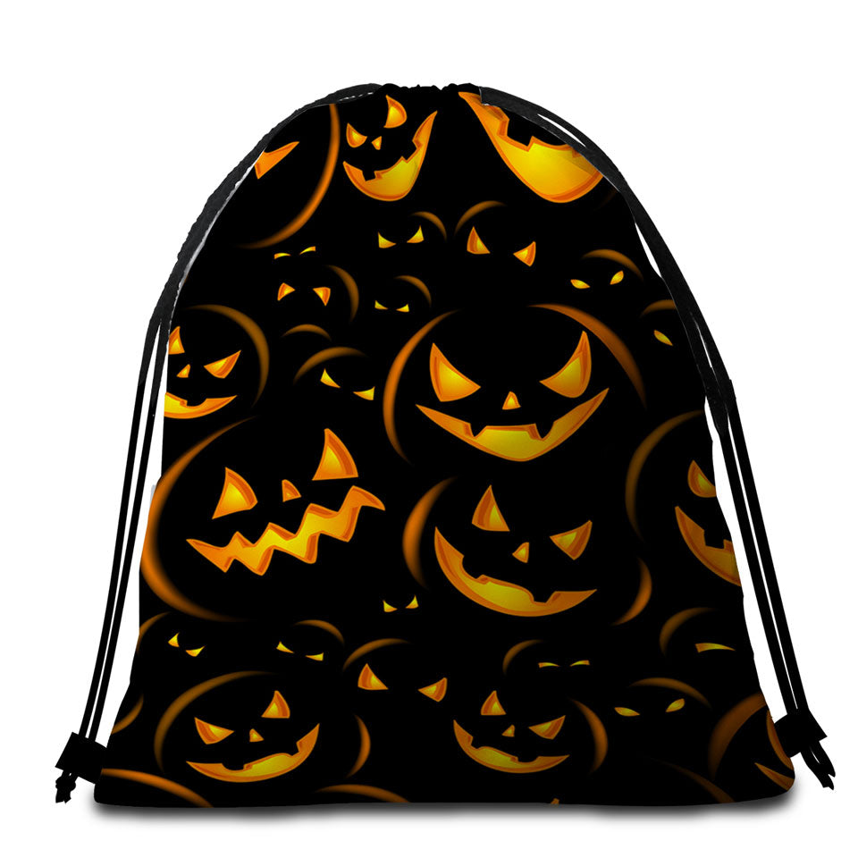 Halloween Scary Pumpkins Beach Towel Bags