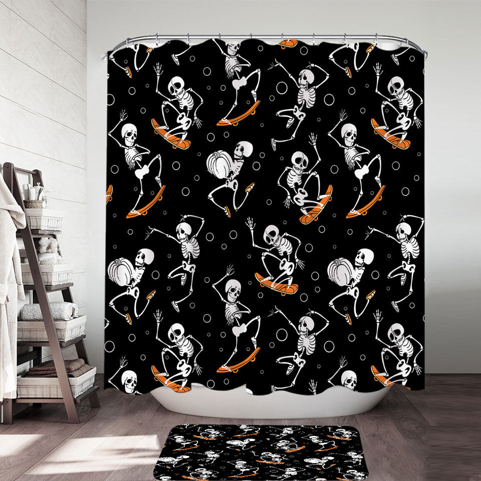 Halloween Shower Curtains Funny Skeletons