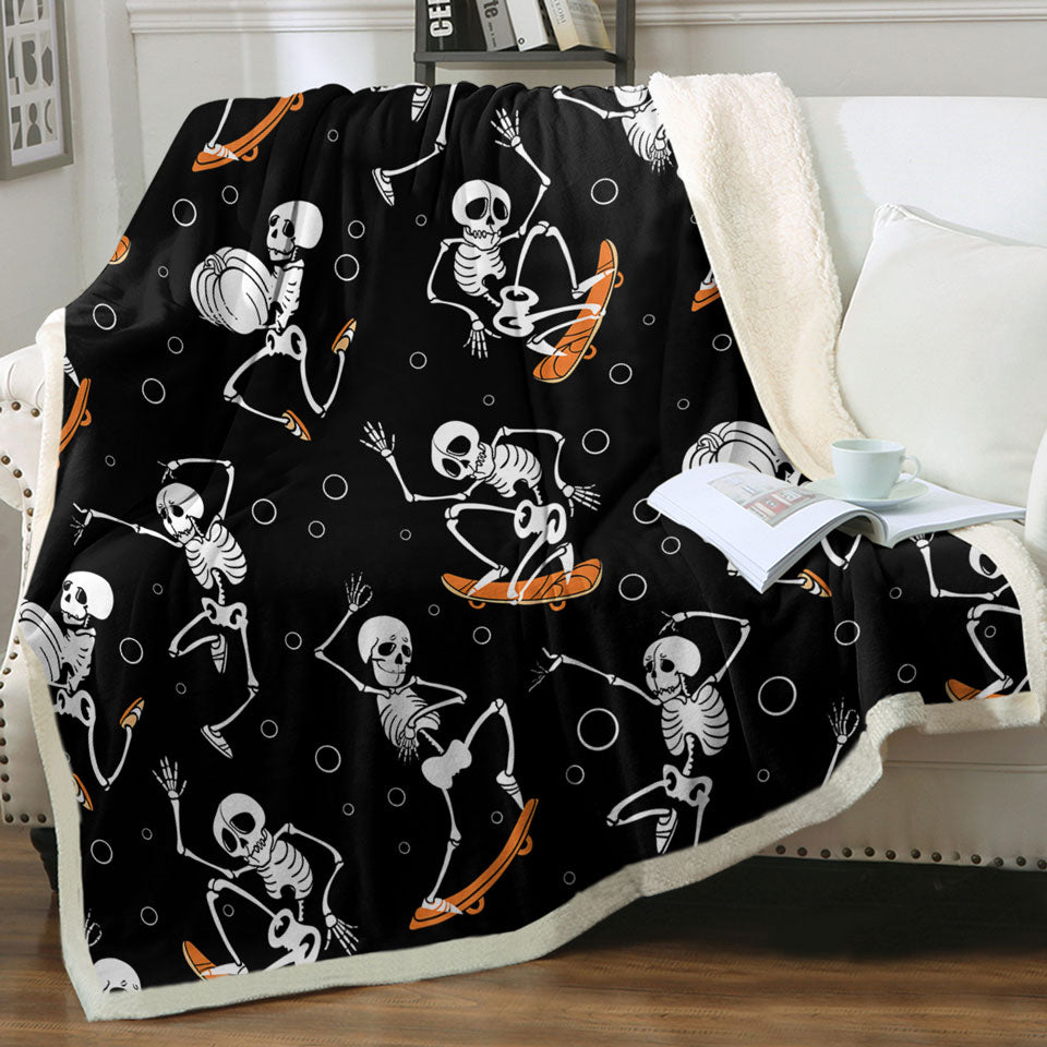 Halloween Throw Blankets Funny Skeletons