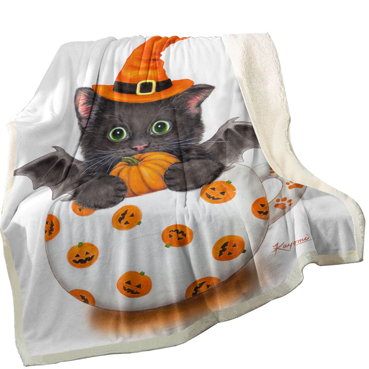 Halloween Throws with Cat the Pumpkin Cup Bat Kitten