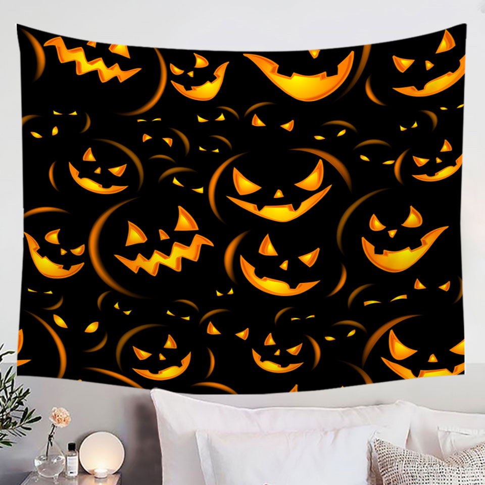 Halloween Wall Tapestry Scary Pumpkins