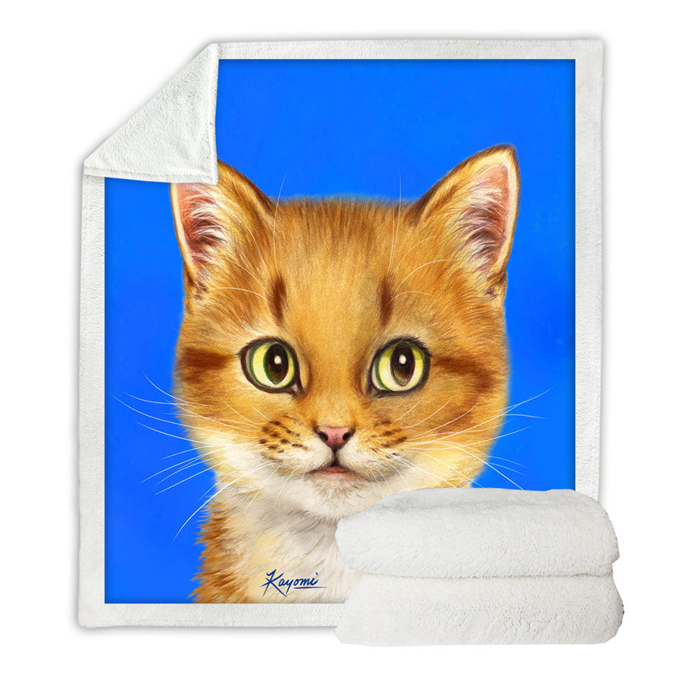 Handsome Ginger Cat over Blue Throws