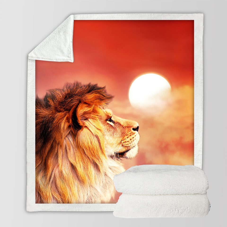 Handsome Lion Sherpa Blanket
