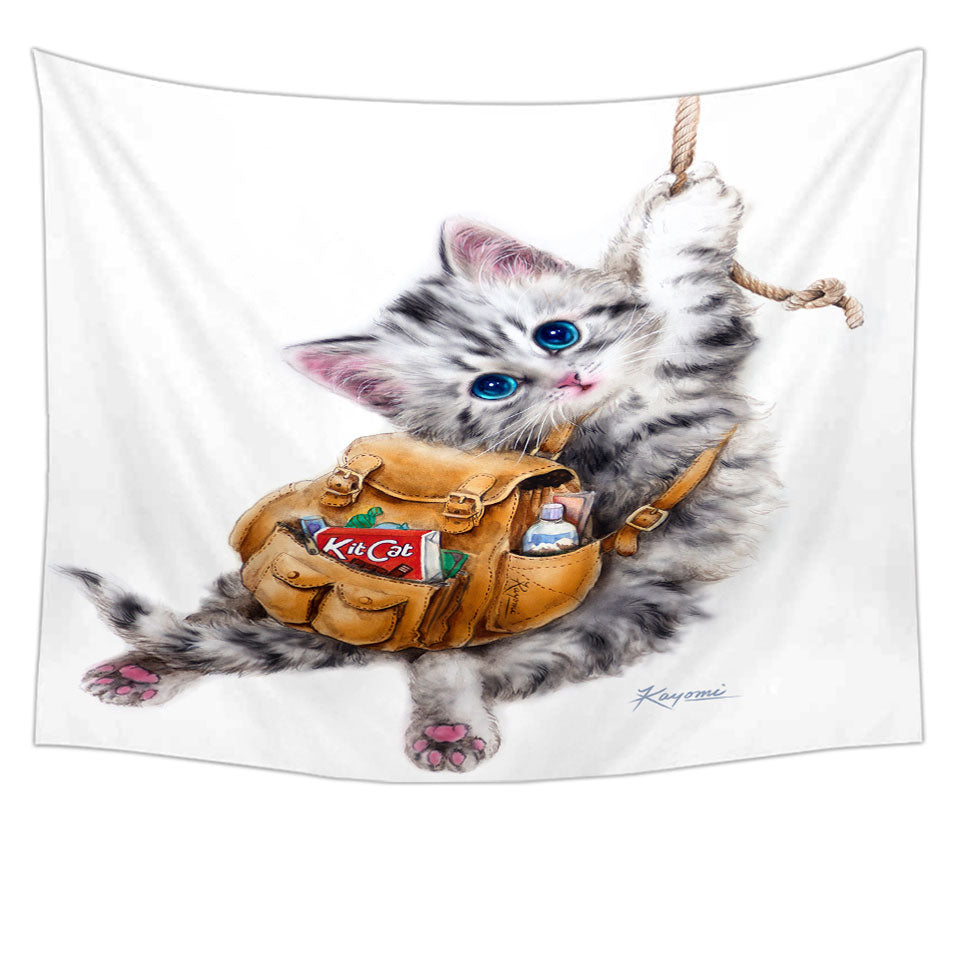 Hanging Fabric On Wall Funny Cute Cats Designs Hang in There Kitten