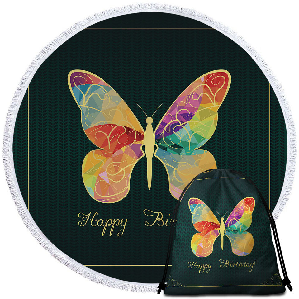 Happy Birthday_ Butterfly Beach Towels and Bags Set