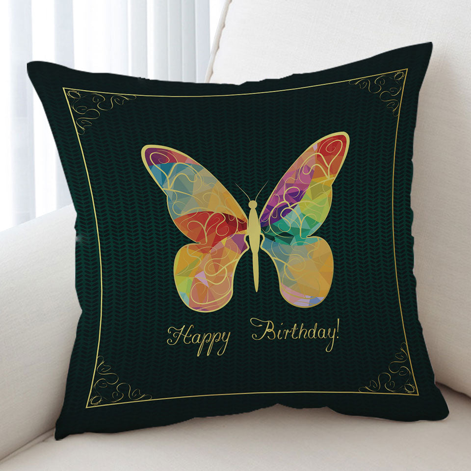 Happy Birthday_ Butterfly Cushion Cover