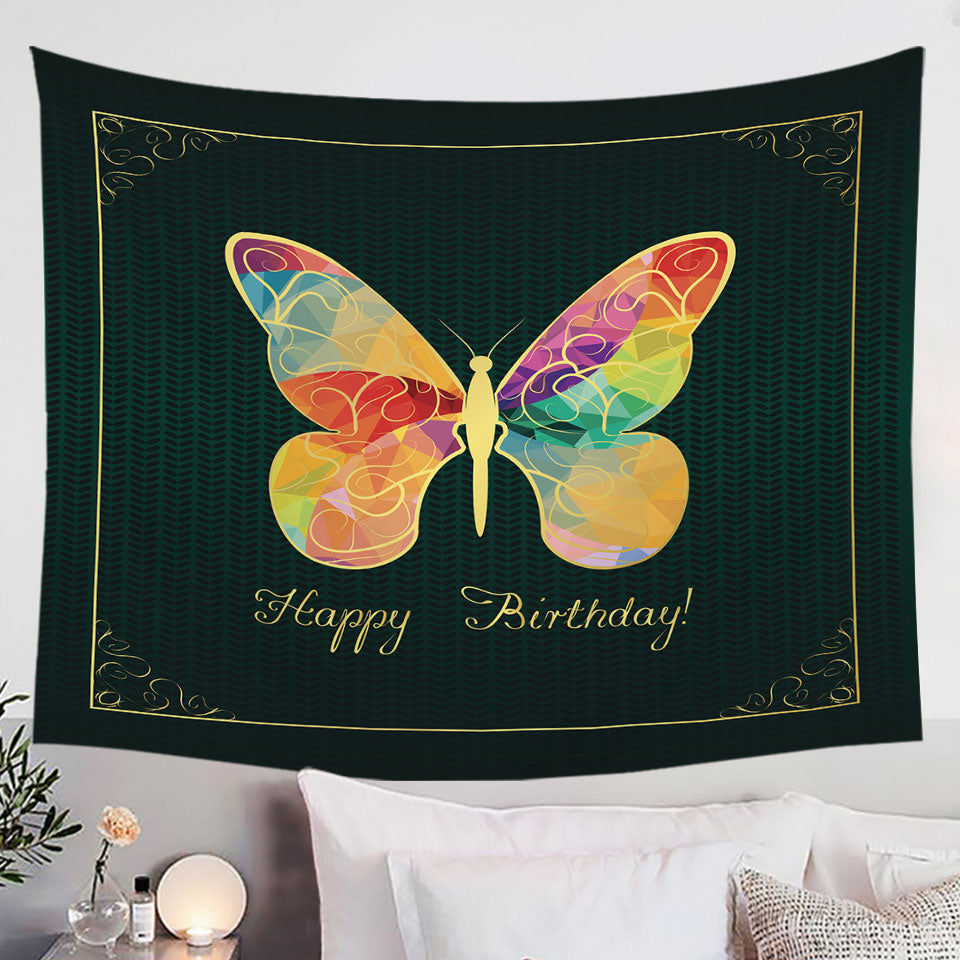Happy Birthday! Butterfly Wall Decor Tapestry