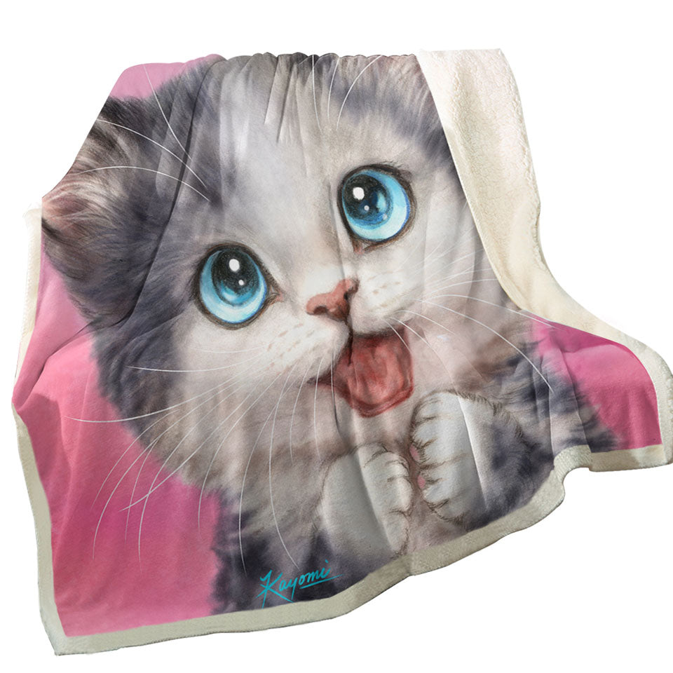 Happy Couch Throws Little Kitty Cute Cats Prints