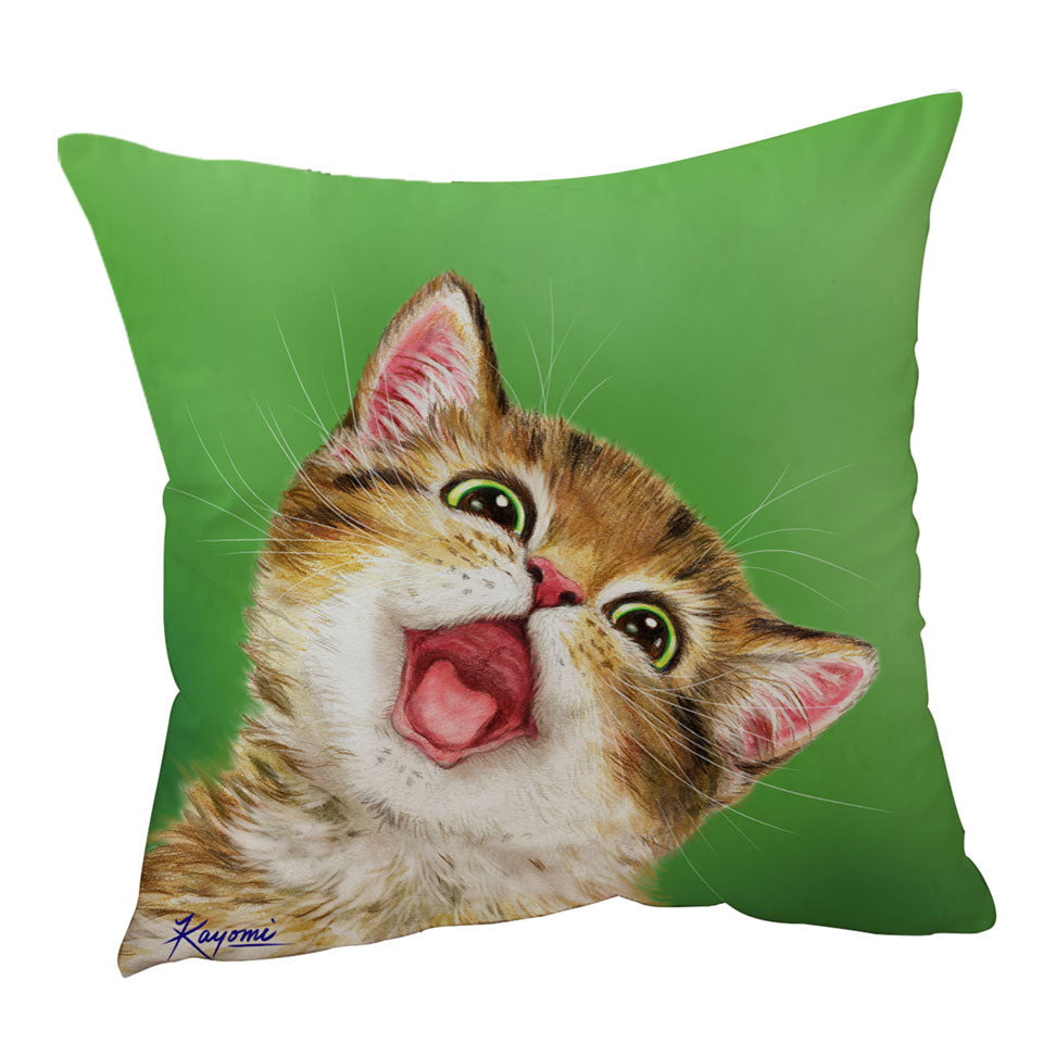Happy Cute Kitty Cat Decorative Pillows for Kids