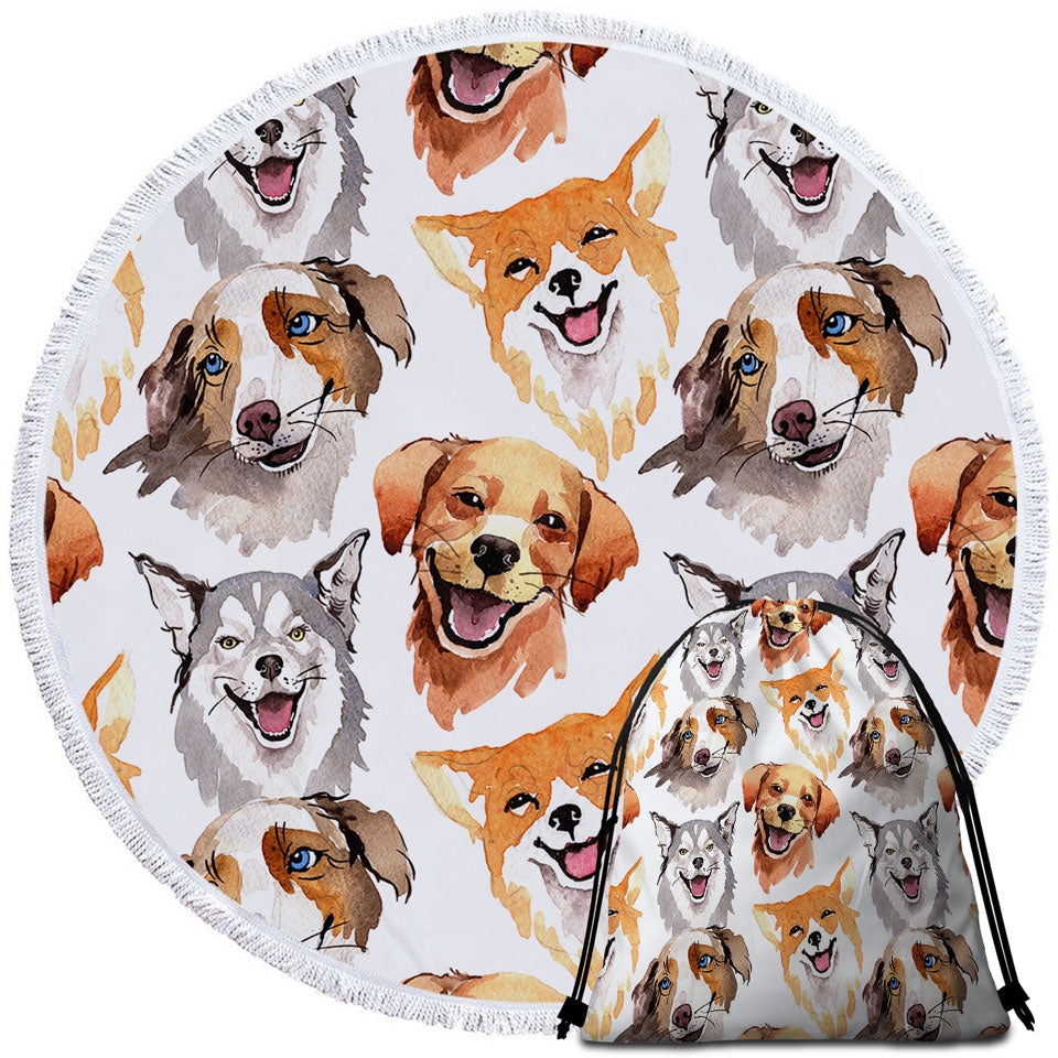 Happy Dogs Circle Beach Towel and Bags