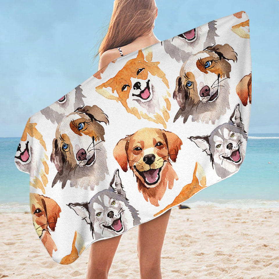 Happy Dogs Microfiber Beach Towel